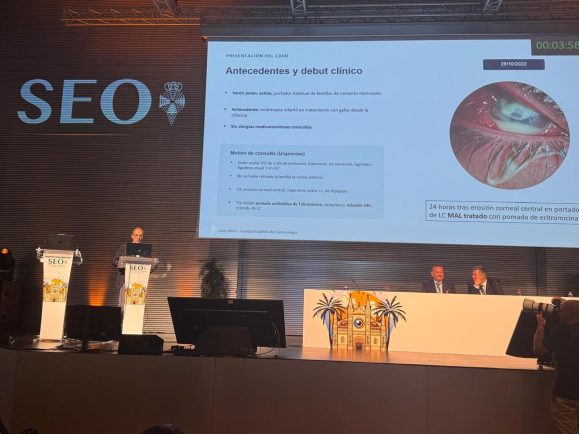 Alberto Ollero durante su ponencia sobre ojo seco en el 102 Congreso de la Sociedad Española de Oftalmología (SEO 2026)